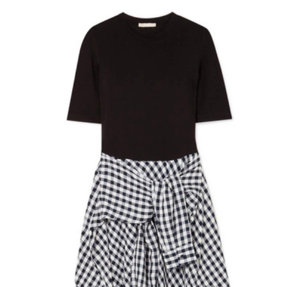 Maje Rapri Black & White Gingham Jersey & Skirt Midi Dress Size US Large (3) - Picture 7 of 12